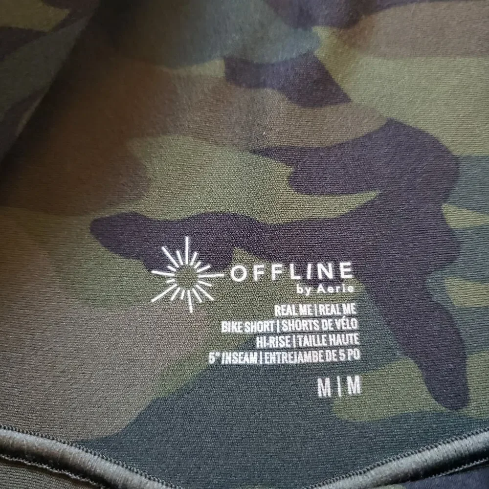 OFFLINE By Aerie Real Me Crossover High Waisted 3" Bike Short Camouflage Size M - Picture 6 of 7